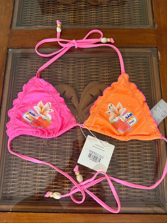 Kulani Kinis Other - Kulani Kinis Pink & Orange Triangle Bikini Top